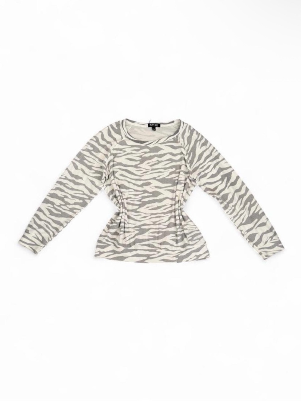 Buffalo David Bitton Cream and Gray Zebra-Print Long Sleeve Top